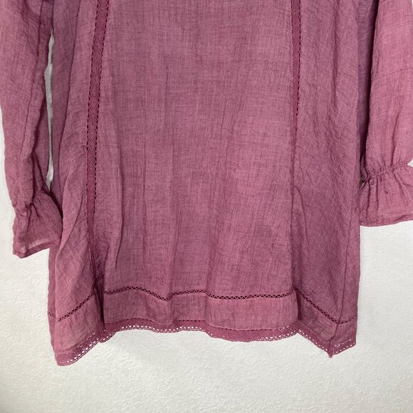 Umgee M Pink Long Sleeve Embroidered Boho Tunic Dress Boho Cottagecore - Picture 12 of 16